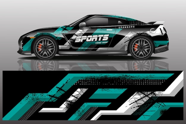 ilustração de envoltório de decalque de carro esporte