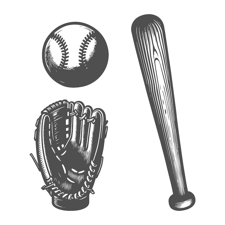 Vetor ilustração de equipamentos de beisebol vintage