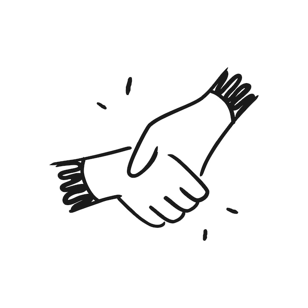 Ilustração de esboço desenhado à mão de um conceito de parceria de aperto de mão Vetor EPS 10