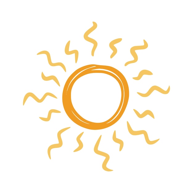 Vetor ilustração de esboço do sol doodle desenhado à mão lindo sol laranja scribble doodle crianças desenhado estilo ilustração vetorial