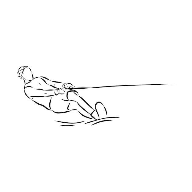 Vetor ilustração de esboço vetorial de menina de esqui aquático