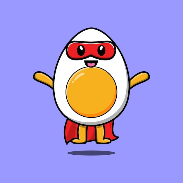 Vetor ilustração de esfolamento de super-herói de ovo cozido fofo