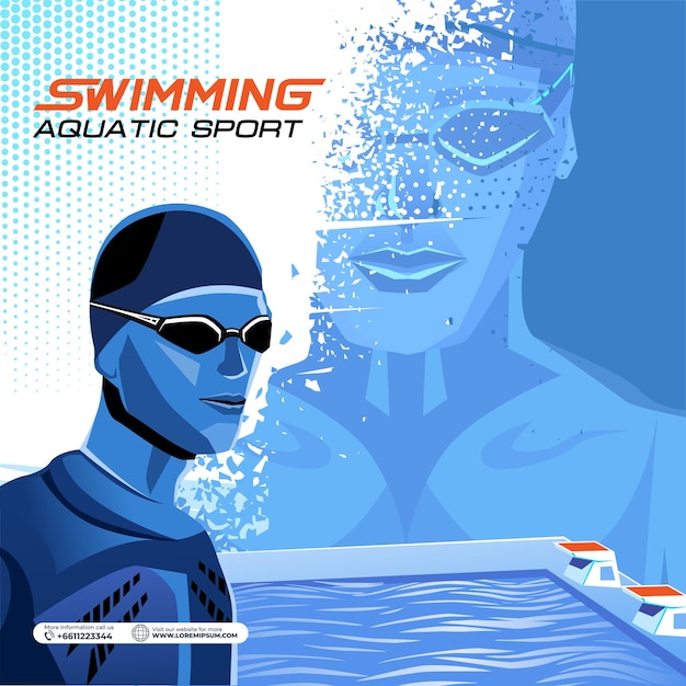 Vetor ilustração de esporte de natação fundo de natação vetorial para cartaz de banner e panfleto