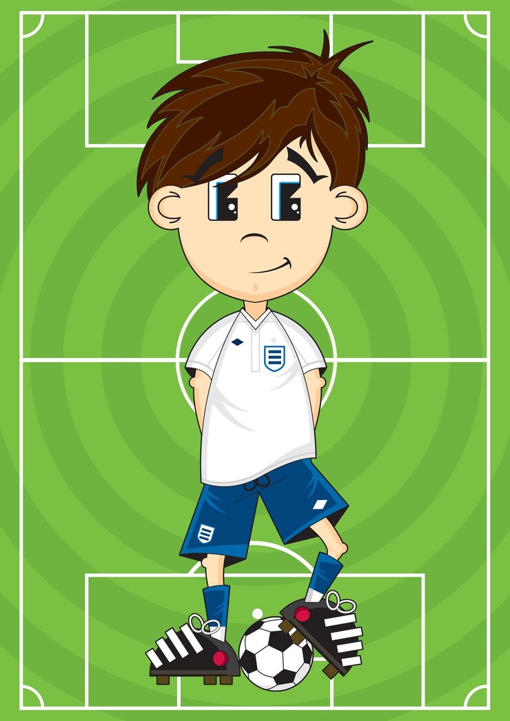 Vetor ilustração de esportes de jogador de futebol bonito dos desenhos animados