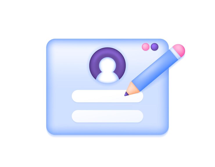 Vetor ilustração de estilo 3d da janela do formulário de registro do site com lápis ou conceito de registro