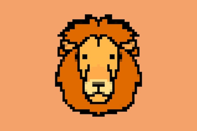 Ilustração de estilo de pixel de leão vetor conceito de 8 bits ideia de animal selvagem colorido arte de pixel leão