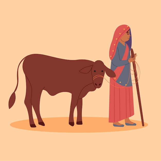 Ilustração de estilo de vida da índia desenhada à mão