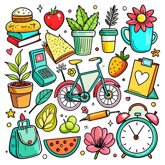 Ilustração de estilo de vida icon vector doodle set bundle.