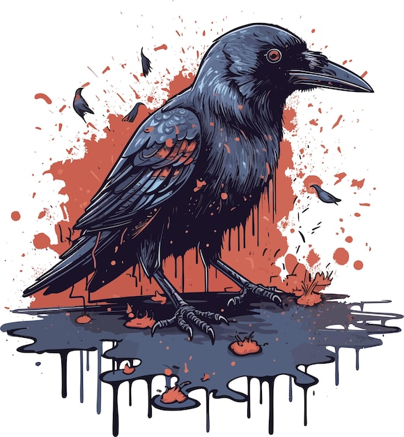 ilustração de estilo escovado mascote corvo