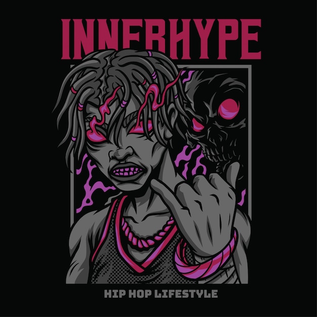 Ilustração de estilo hiphop interno hype