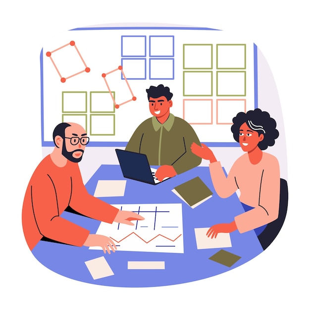 Ilustração de estilo plano de colaboração em equipe