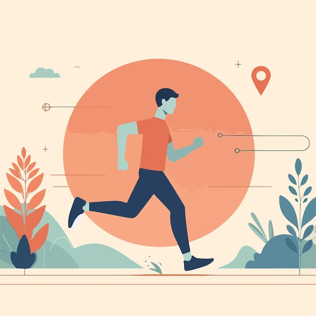 ilustração de estilo plano homem jogging treino