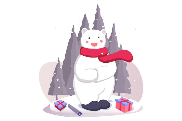 Ilustração de estilo simples de boneco de neve