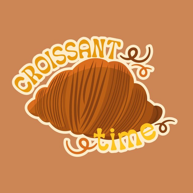 ilustração de etiqueta vetorial minimalista de tempo de croissant