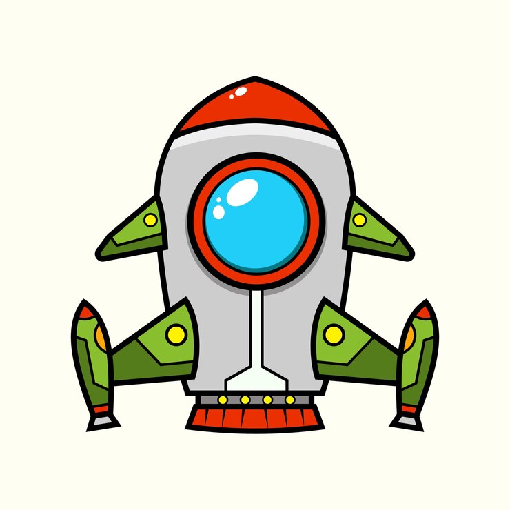 Vetor ilustração de exploração astronômica de naves espaciais de desenhos animados