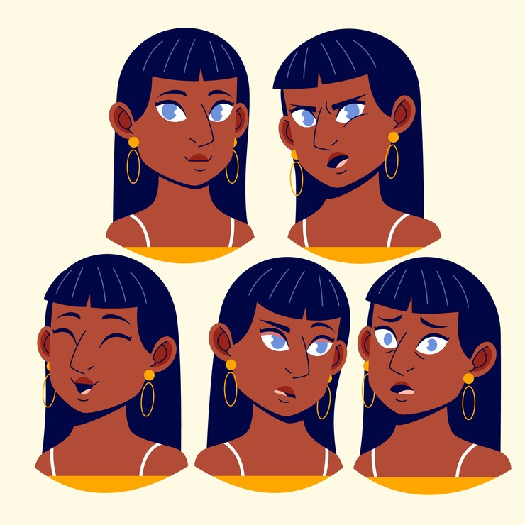 Ilustração de expressões de caracteres de design plano