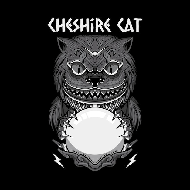 Vetor ilustração de fantasia escura de gato cheshire