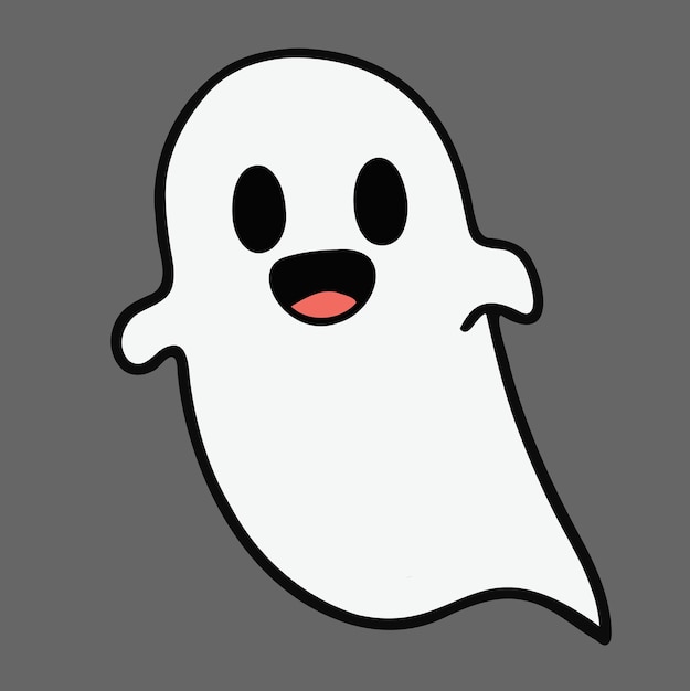 ilustração em vetor de halloween pequena linha de desenho animado fantasma  em fundo branco. 10443971 Vetor no Vecteezy