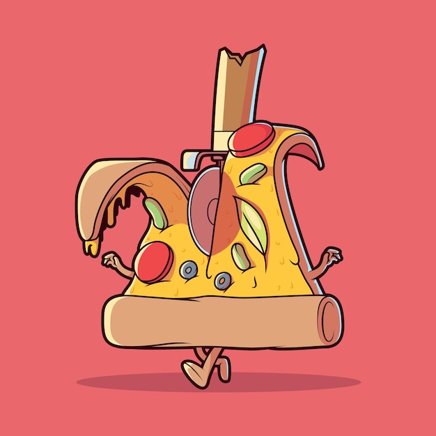 Ilustração de fatia de pizza em fatias. fast food, take-away, conceito de mascote.