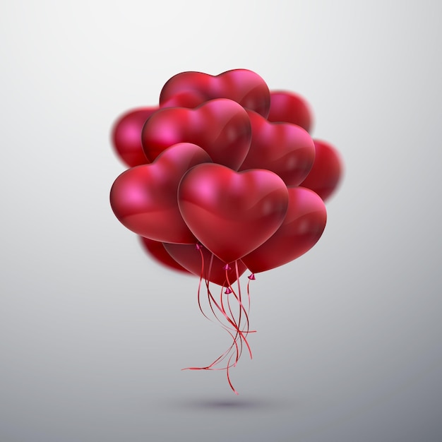 Ilustração de férias de corações de balão de um monte de corações de balão vermelho Feliz dia dos namorados