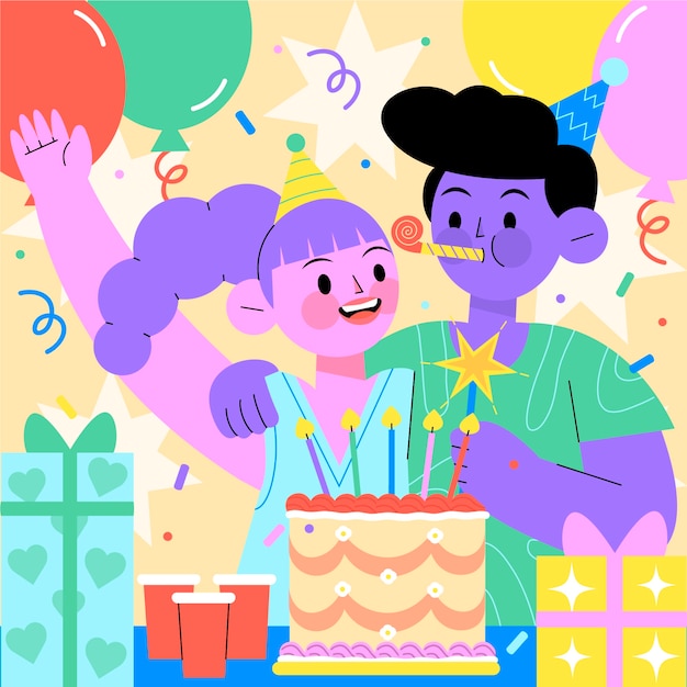 Ilustração de festa de aniversário plana