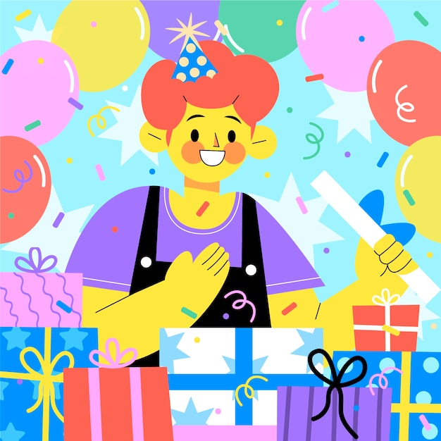 Ilustração de festa de aniversário plana