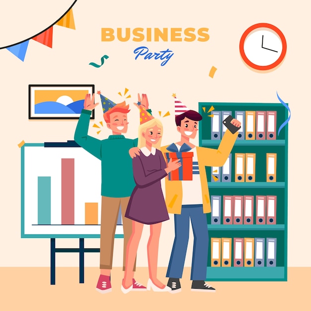Ilustração de festa de negócios de design plano