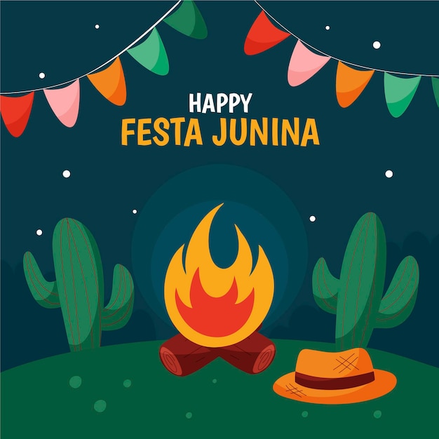 Vetor ilustração de festa junina desenhada à mão