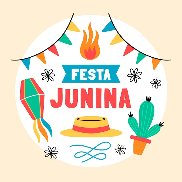 Ilustração de festa junina desenhada à mão