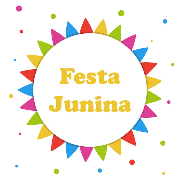 Vetor ilustração de festa junina tradicional brasileira com bandeiras de festa festa de são joão cumprimentar