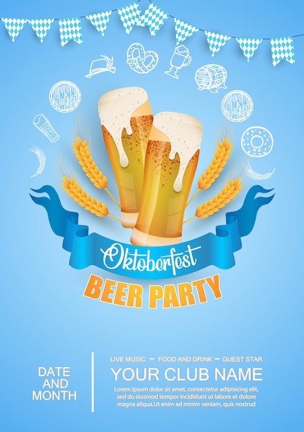 Ilustração de festa oktoberfest com cerveja fresca