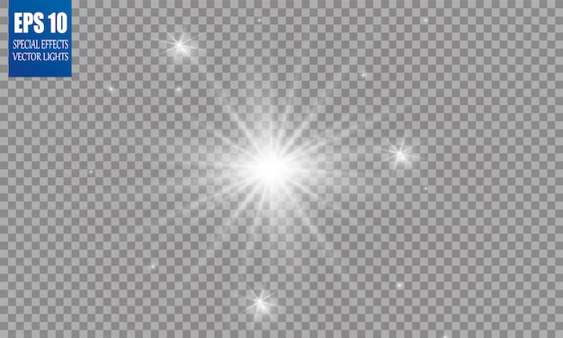 Ilustração de flare abstrata raios de luz. um conjunto de estrelas, luz e brilho, raios e brilho. efeito de luz brilhante.