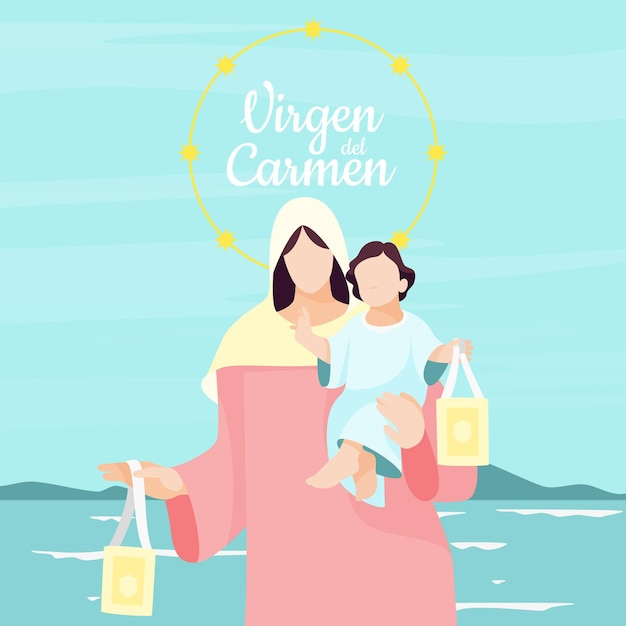 Ilustração de flat virgen del carmen