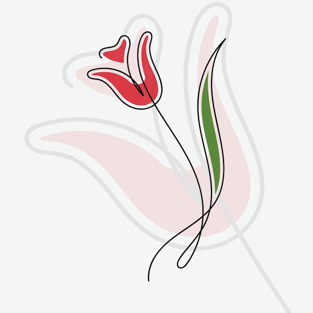 Ilustração de flor de tulipa de desenho contínuo de uma linha.