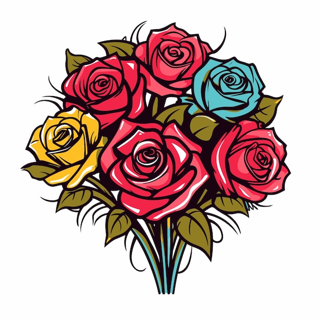 Vetor ilustração de flor rosa com estilo pop art