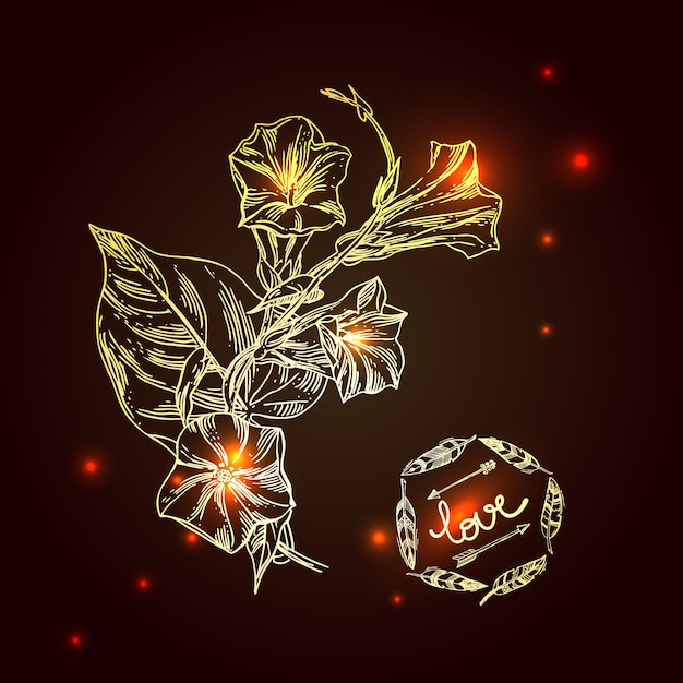 ilustração de flores de ouro