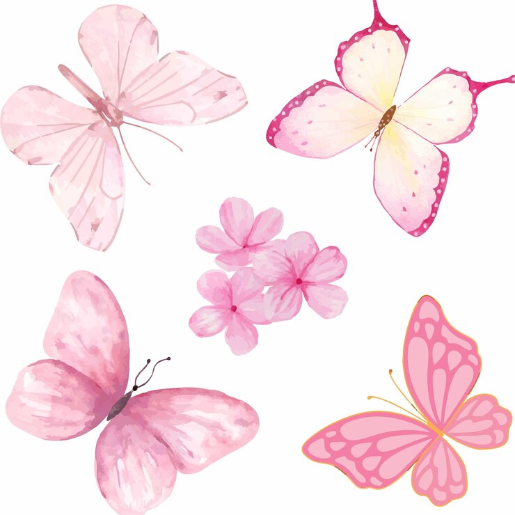 Vetor ilustração de flores e borboletas para decoração