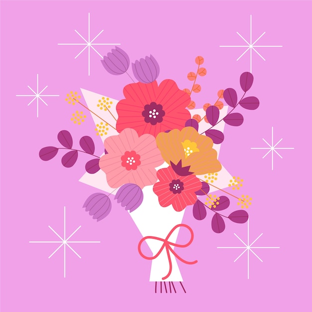 Vetor ilustração de flores planas do dia dos namorados