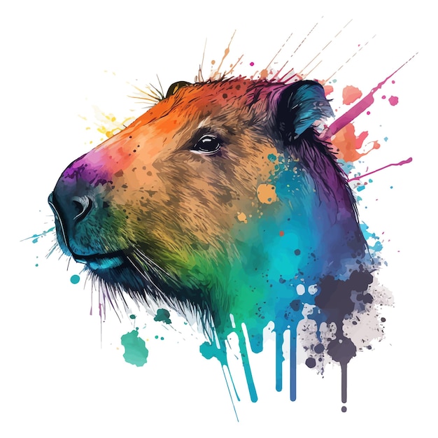 Vetor ilustração de focinho de capivara respingo de aquarela colorido