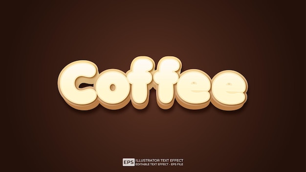 Vetor ilustração de fonte de efeito de texto 3d editável de café