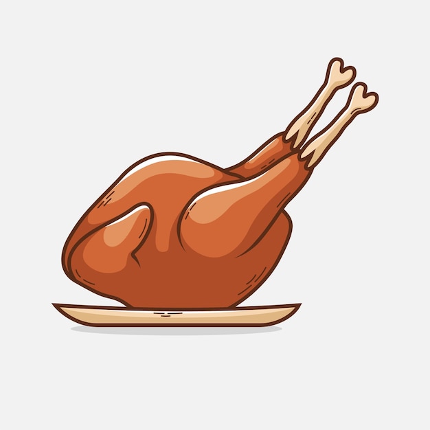 Ilustração de Frango Assado Delicioso Desenhado à Mão