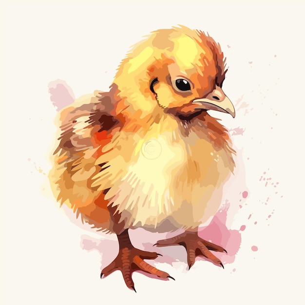 Vetor ilustração de frango de desenho animado estilo aquarela