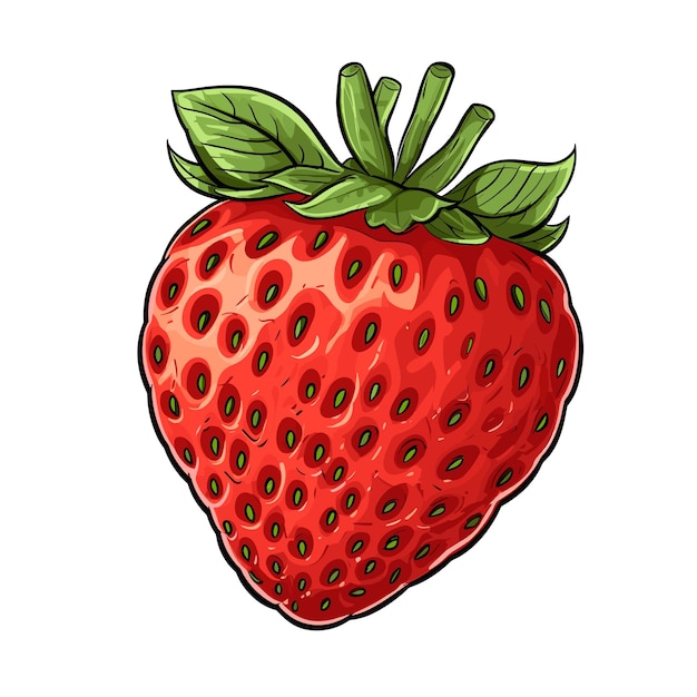 Vetor ilustração de fruta de morango de cor plana desenhada à mão