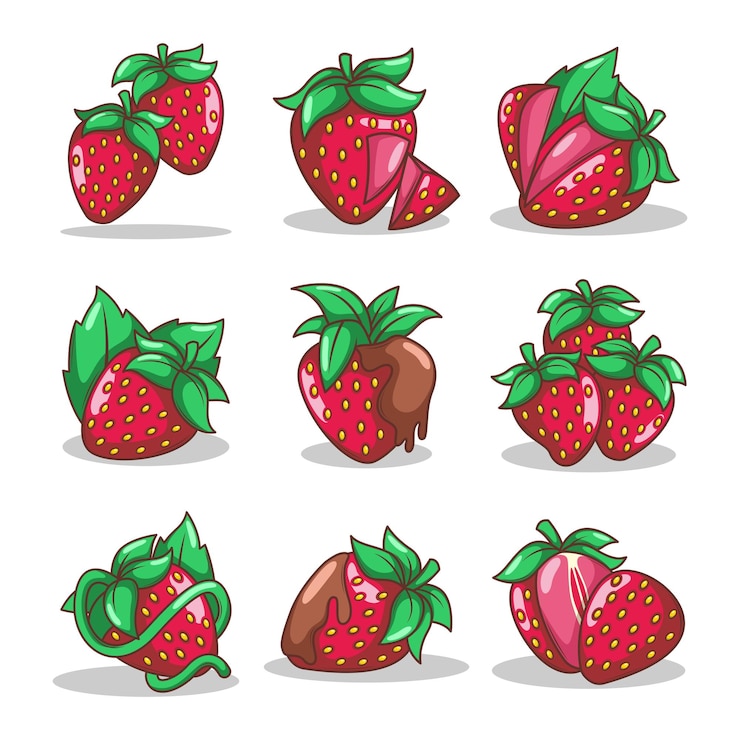 Vetor ilustração de frutas de morango desenhada à mão