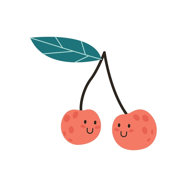 Ilustração de frutas em vetor cereja fofo