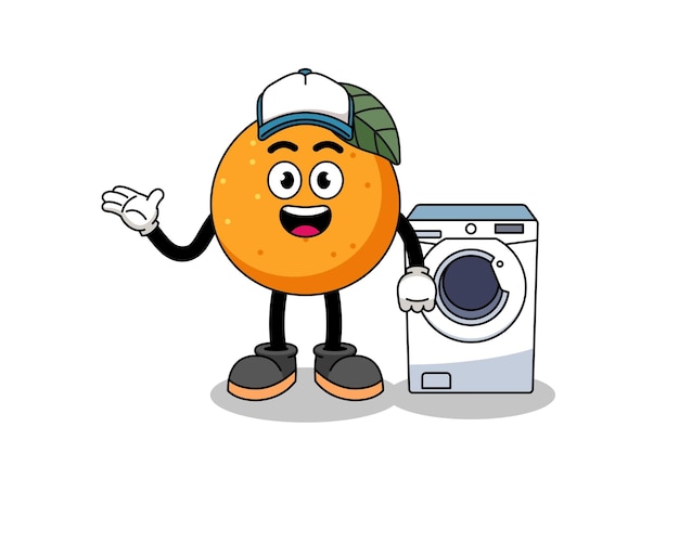 Ilustração de frutas laranja como um design de personagens de lavanderia
