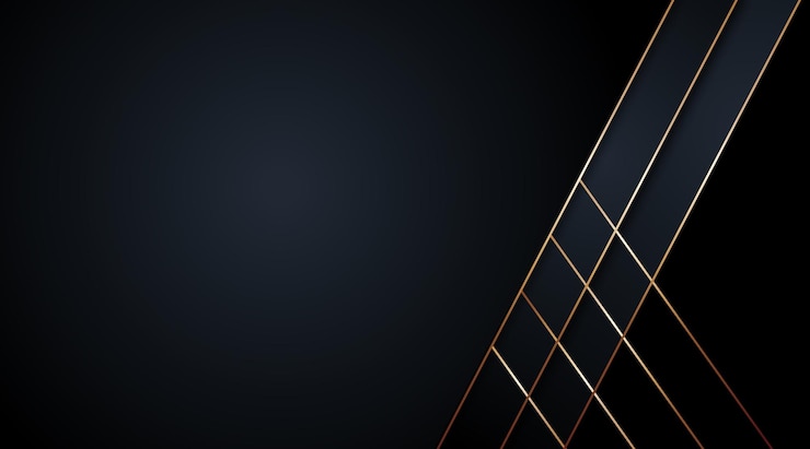 Vetor ilustração de fundo abstrato preto e linhas douradas