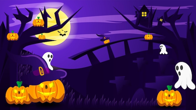 Ilustração de fundo de noite escura de halloween