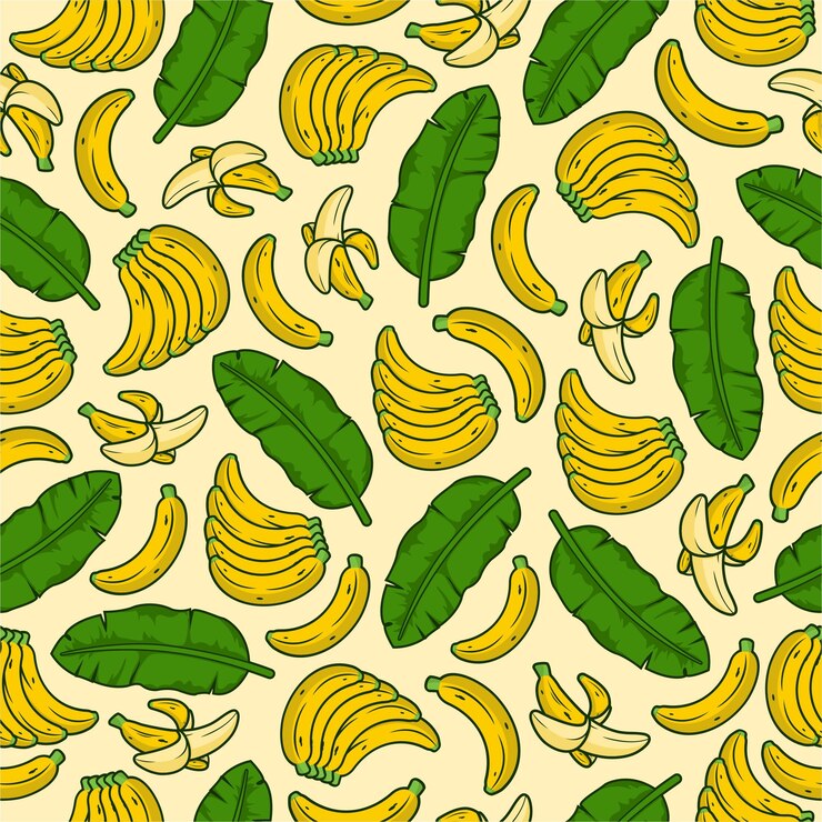 Vetor ilustração de fundo de padrão sem costura de fruta banana