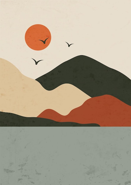 Vetor ilustração de fundo de paisagem de montanha minimalista